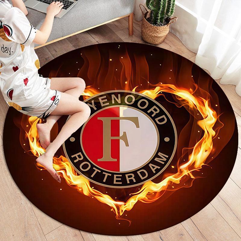 Feyenoord Round Area Rug,Carpet Rug for Living Room Bedroom Sofa Playroom Decor,Non-slip Floor Mat