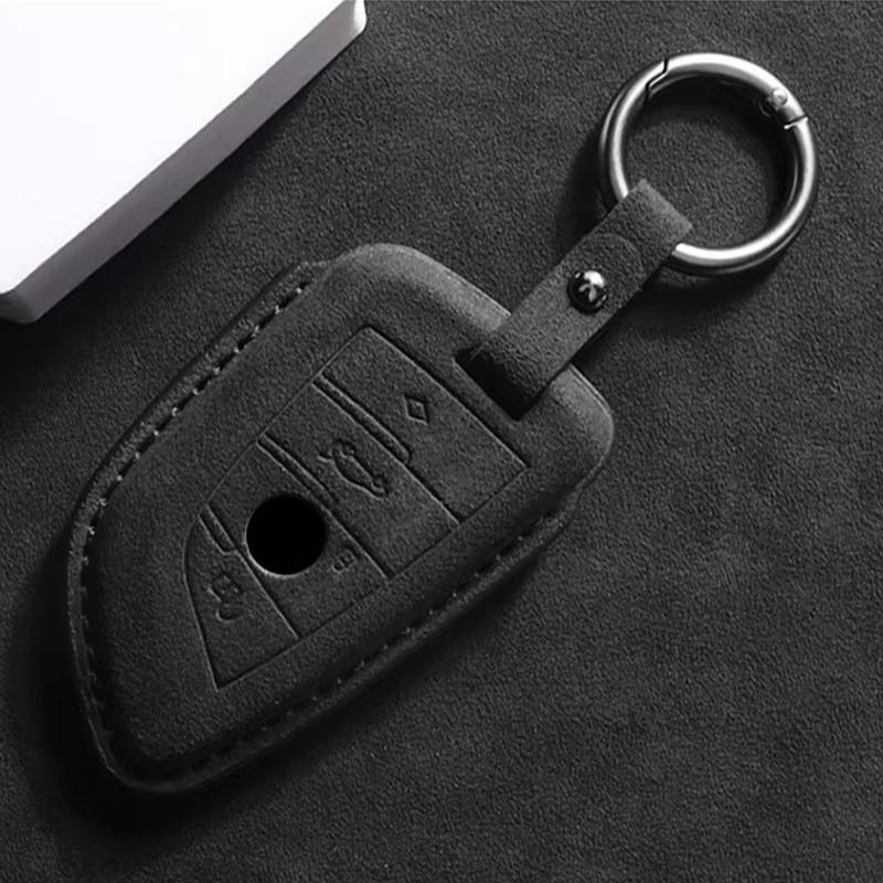 Suede Faux Leather Car Key Case Cover For BMW X1 X3 X5 X6 X7 1 3 5 6 7 Series G20 G30 G11 F15 F16 F20 G01 G02 Keychain Protector