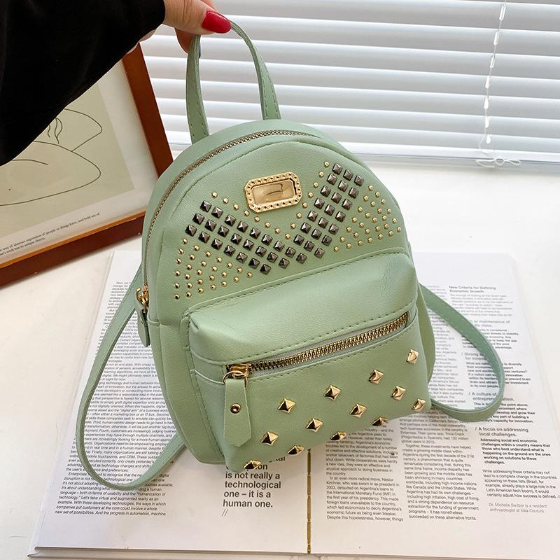 Fashion Student Casual Double Shoulder Women's Bag New Rivet Pattern Versatile Large-capacity Bag
