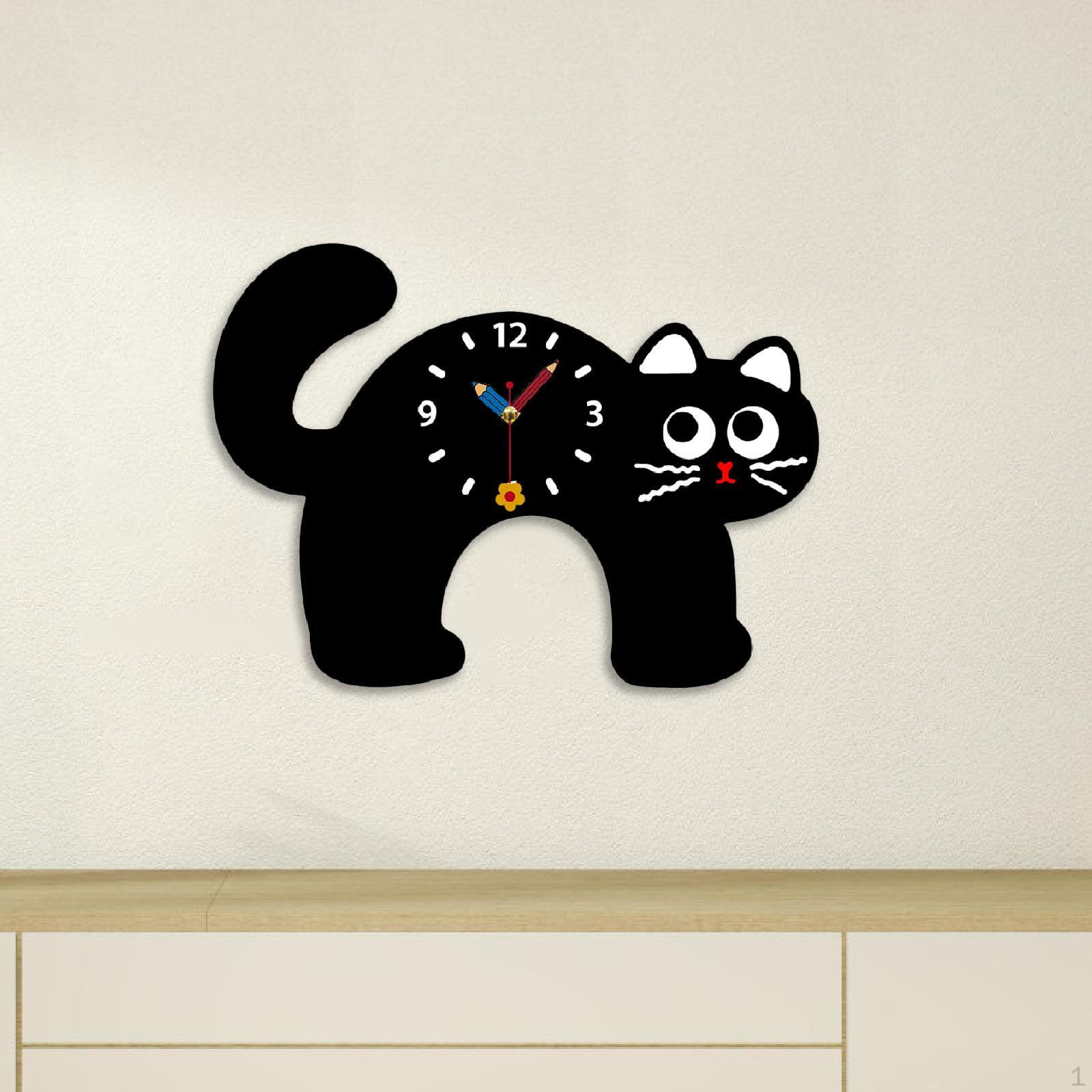 

Мультяшные черные часы, не тикающие, подвесное украшение, акриловое настенное искусство, украшение для дома, для офиса