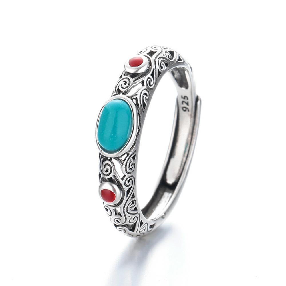 Hollow Pattern Ethnic Style Ring Adjustable Opening Irregular Opening Ring Gifts for Women Girl