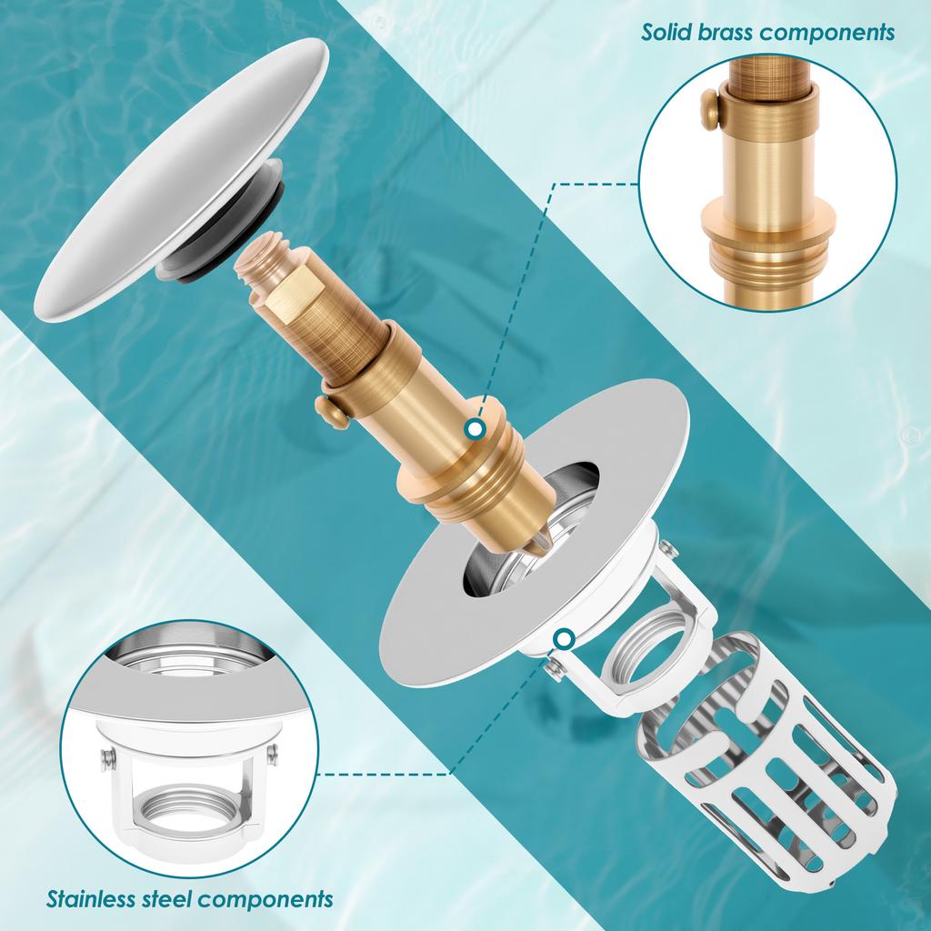 2 Pcs Bathroom Sink Stopper 3 In 1 Universal Bathroom Sink Drain Strainer with Removable Filter Basket for 0.98 To 1.4 Inches