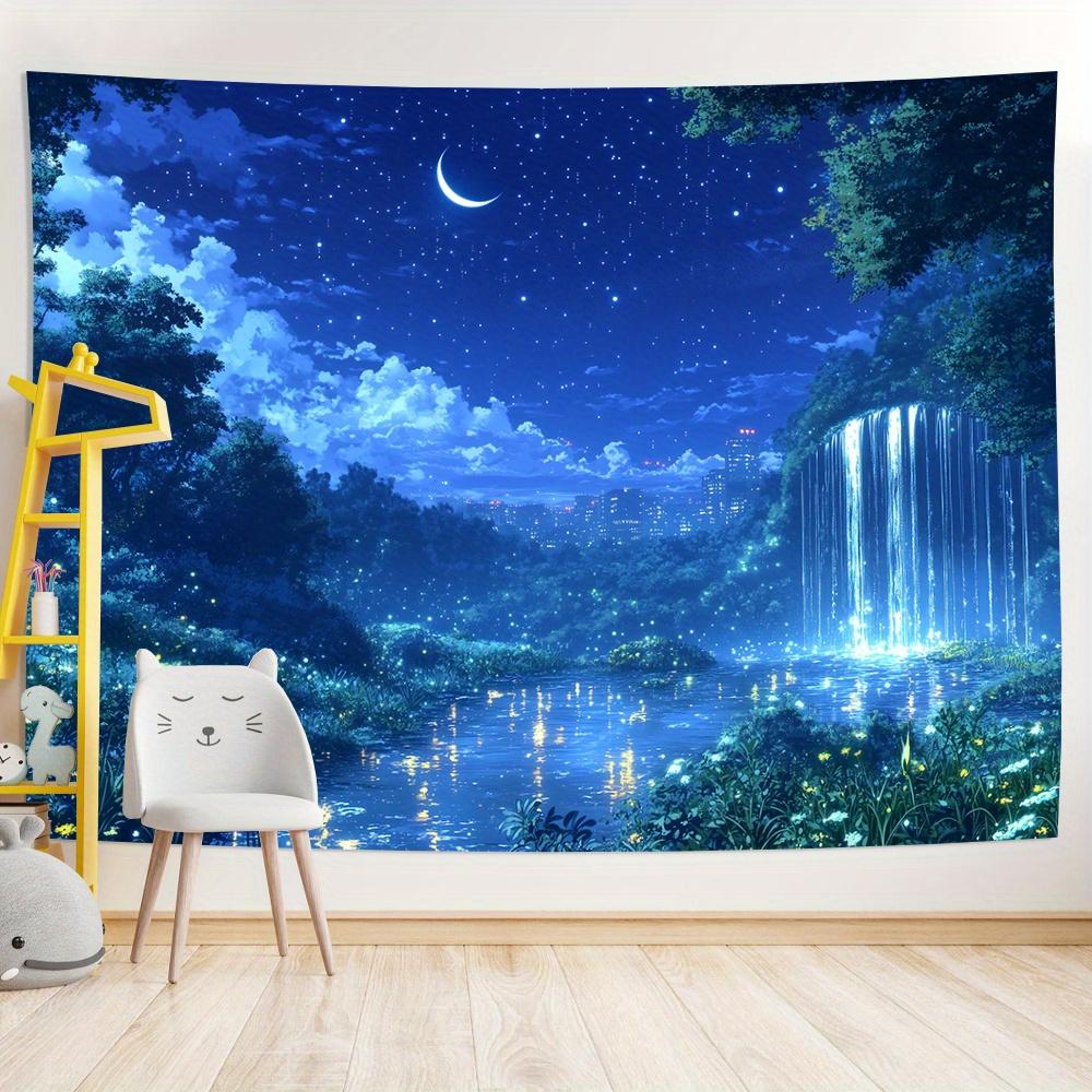 Dreamy night sky scene, decorative polyester upholstery with digital wall hanging upholstery, living room and bedroom gift