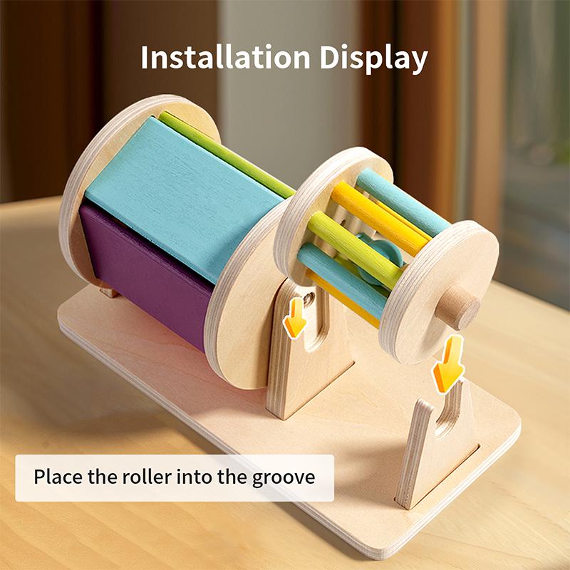 Baby Montessori Wooden Spinning Drum Infant Early Education For 1 To 3-Year-0ld Boys Girls Toddlers Developmental Christmas Gift