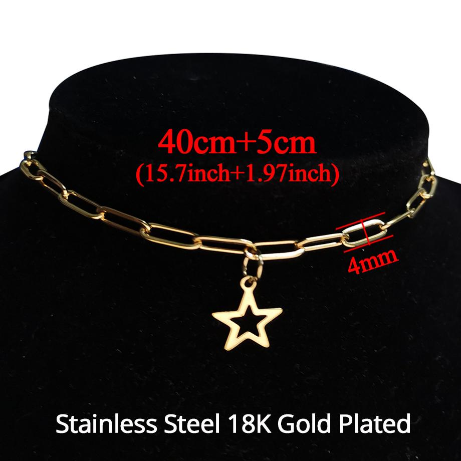 Gold Color Stainless Steel Choker Necklace Women Hip-hop Punk Short Box Link Neck Chains for Women Jewelry Collares De Moda 2019