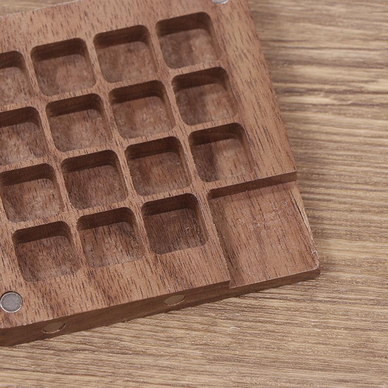 Tragbare Aquarellpalette, Farbkasten, handgefertigt, leere Box, Mini-Palette aus schwarzem Walnussholz, Acrylfarbe, tragbare Aquarellpalette