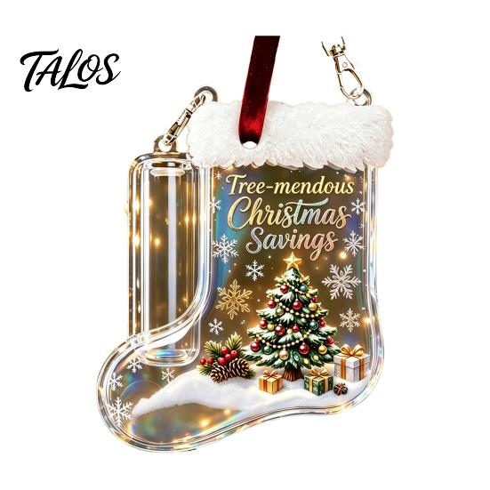 Personalized Cash Gift Holder Christmas Stocking Money Holder, Clear Clip Ornament for Tree Festive Box Hanging Decor, Transparent Bill Display