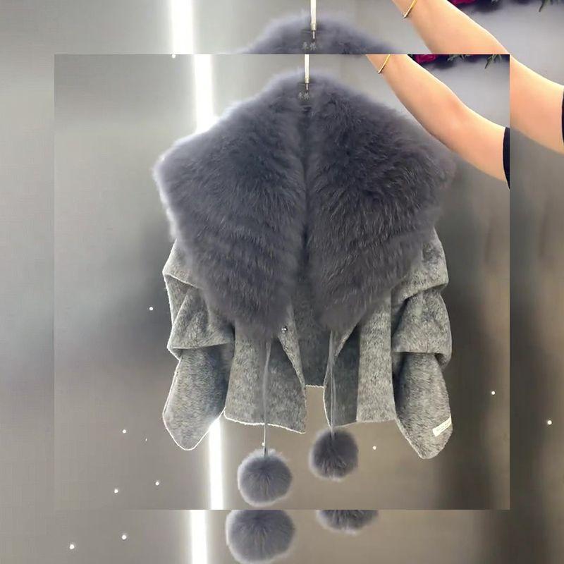 

Зимний новый темпераментный свободный кардиган шерстяной пиджак с лацканами модный и тонкий короткий шерстяной пиджак S