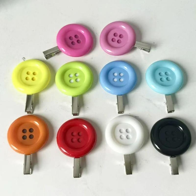 4pcs Fashion Colorful Y2K Large Button Side Hair Clip Harajuku Candy Girls Gift Subculture Vintage INS Decoration Accessories
