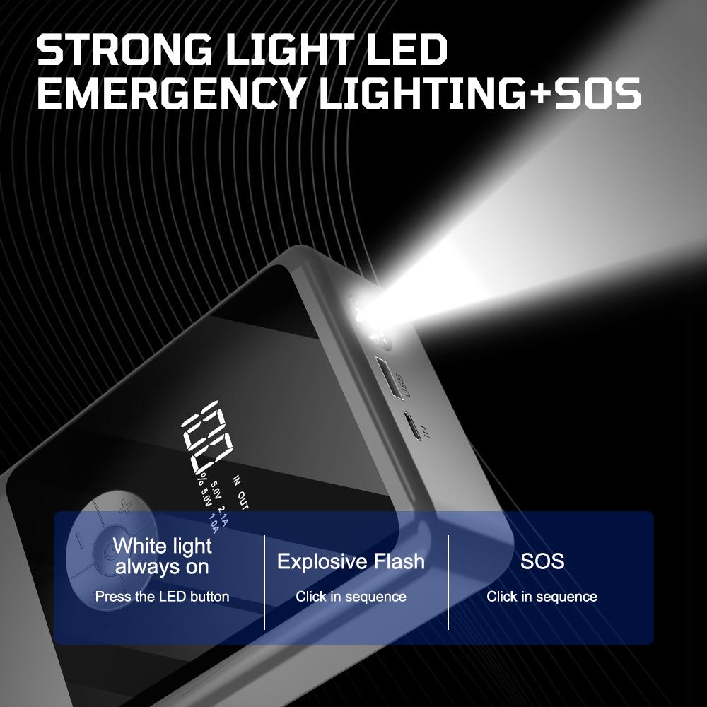 Power Bank with LED Light Jump Starter Tire Accessories 2000A Peaks with Air Compressor Automobile Battery Booster Power Pack