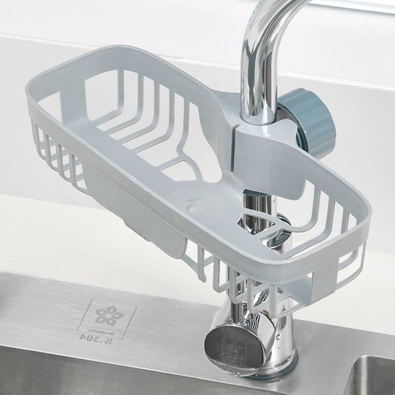 Kitchen Faucet Shelf No Hole Sink Drainage Rack Dish Rag Sponge Brush Sink Organizer