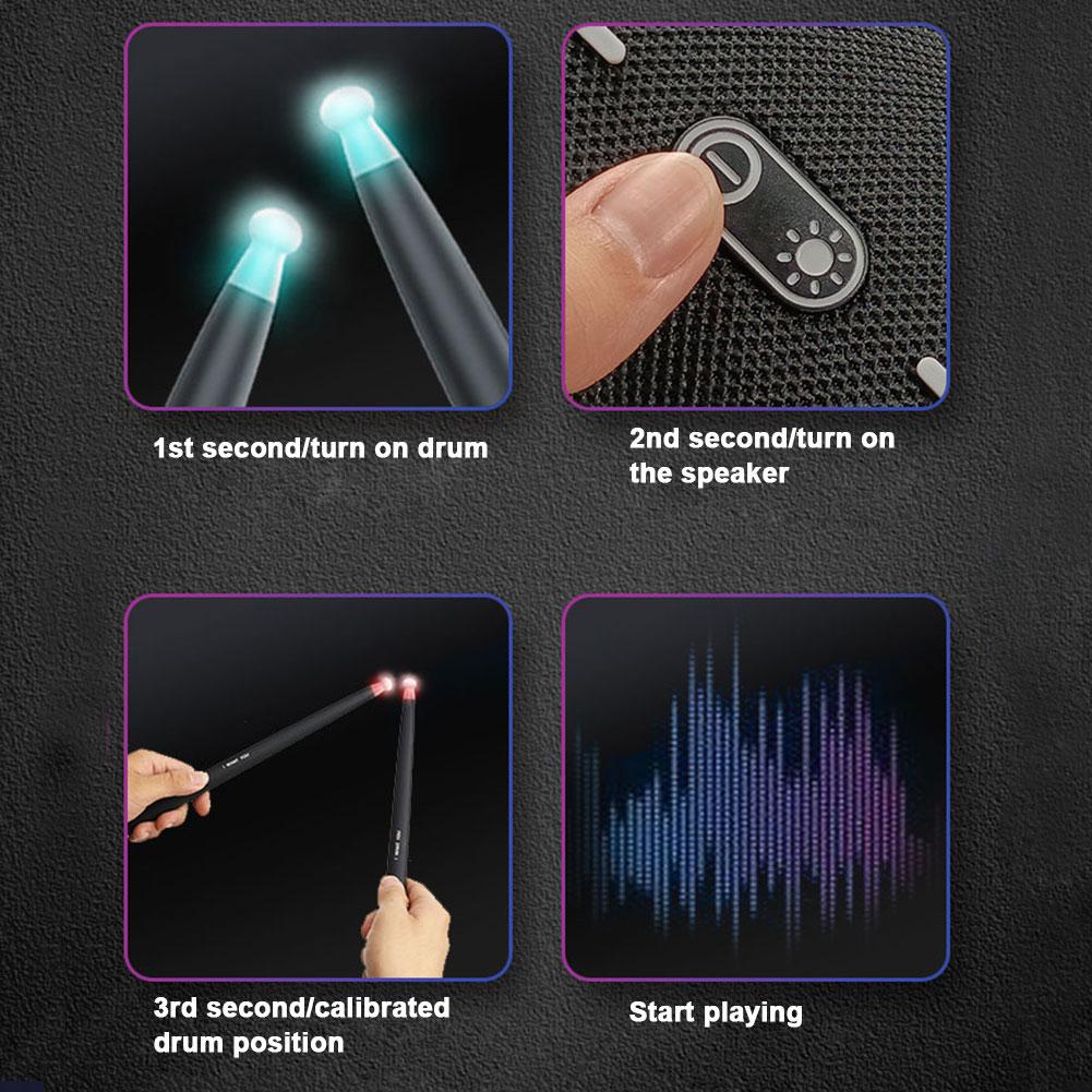 BT Electric Air Drum Set Air Drum with Drumsticks Foot Pedals for Beginners Kids Children Adults Practice for Adults Kids Gift