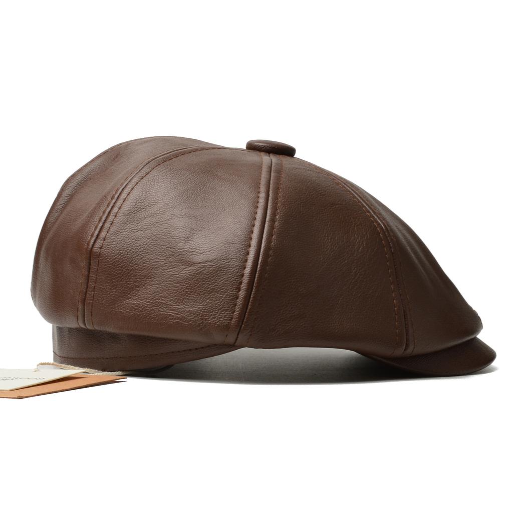 NORTHWOOD Luxury Synthetic PU Leather Beret Hat for Men Women 58cm Retro Eight-Point Cap for Outdoor Autumn Winter Wear