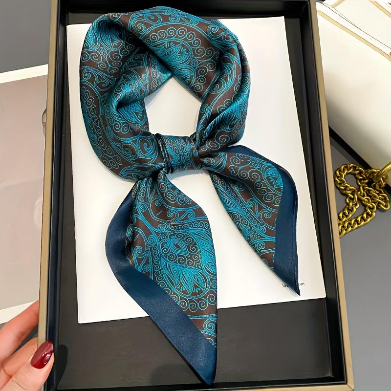 Bufanda Cuadrada de Lujo con Estampado Paisley Hijab para Mujer Bandana Tipo Seda Satinada Diadema Pañuelo de Cuello Diadema para el Cabello para Mujer Chal
