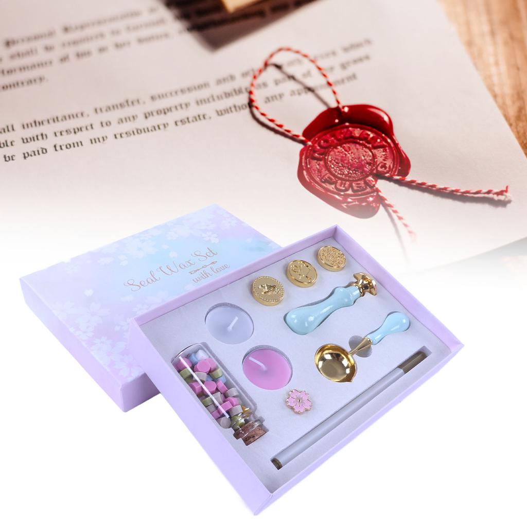 Wax Sealing Stamp Set Exquisite Fire Paint Wax Candles Brooch Replaceable Stamps Set for Envelope Ca