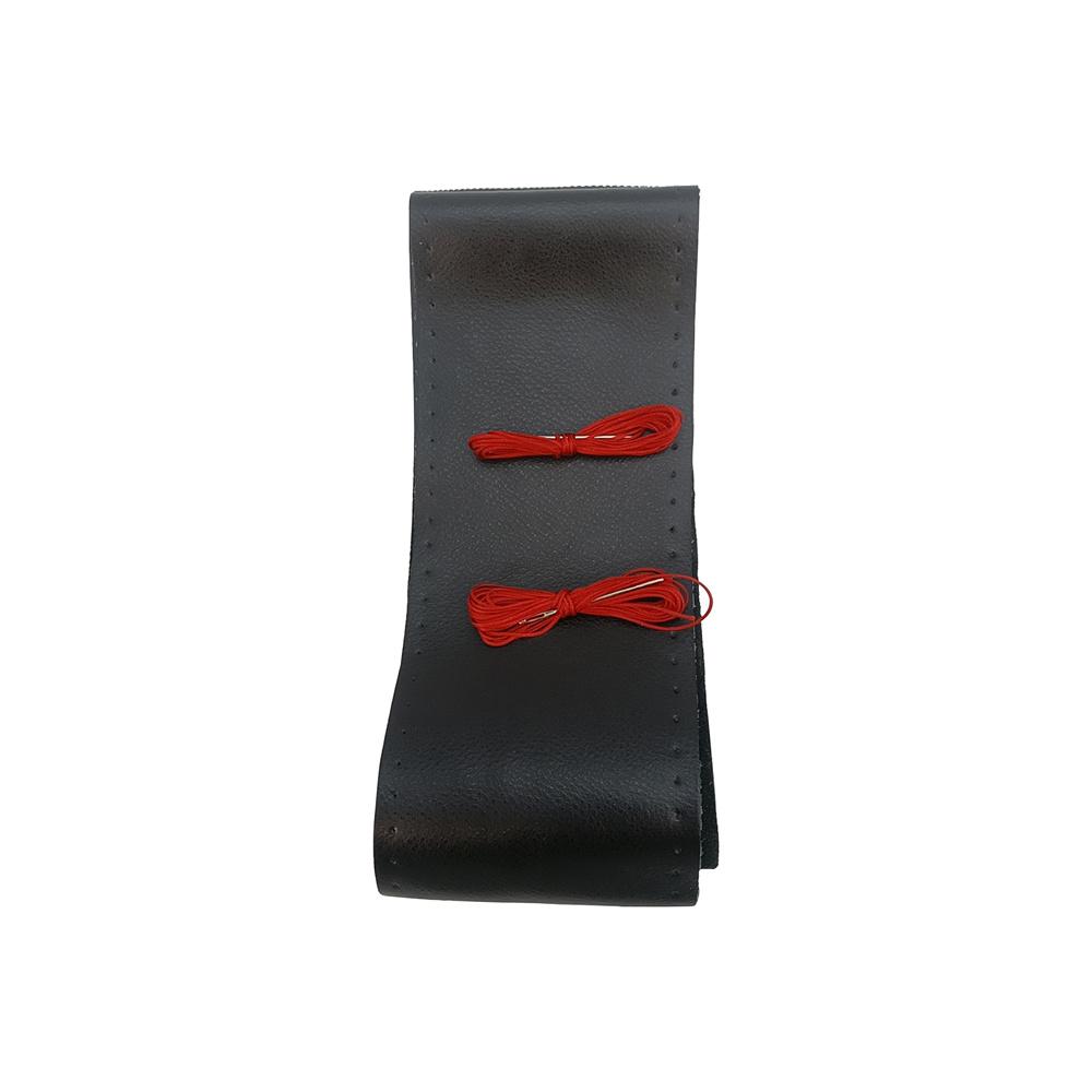 

New 38cm Car Steering Wheel Cover Protector Black Leather Red Line DIY Hand Sewing