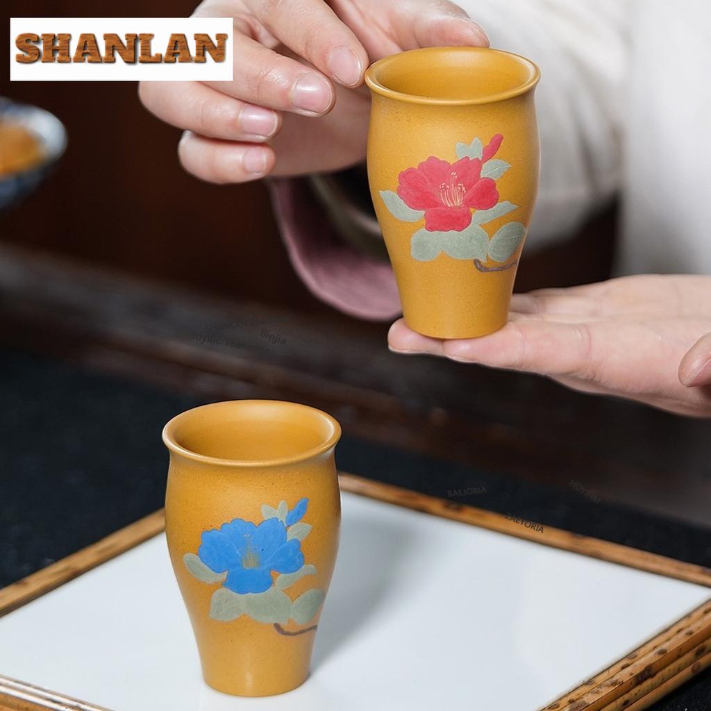 100ml Yixing Purple Clay Peony Teacup Ancient Tea Bowl Tea Pair Tea-tasting Smelling Cup Chazhan Master Cups Drinkware Ornaments