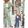 Casual Printed Short Sleeve Pants Set Leisure Print Short Sleeve Pants Set