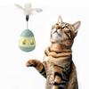Cat Treat Dispenser Toy with Feather Interactive Prevent Tipping Cat Slow Feeder Puzzle Ball Yellow