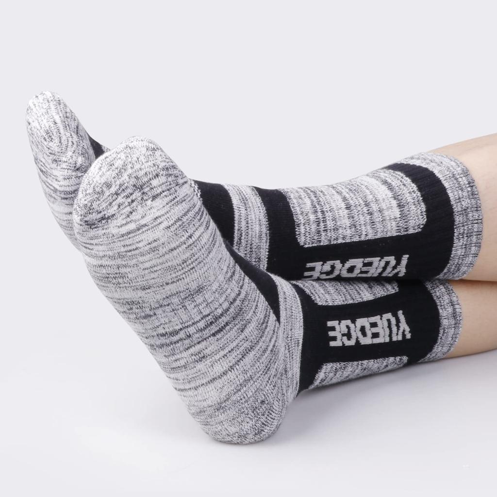 YUEDGE Outdoor Breathable Set Men's Socks, Sports, Wear, Trekking, Climbing, Work, Antibacterial, Odor-Resistant, Cotton, 5-Pair
