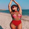 Stilvoller Damen Einteiler Strand Badeanzug Bademode Monokini Gepolsterter Bikini Blume Für mühelose Sommer Eleganz