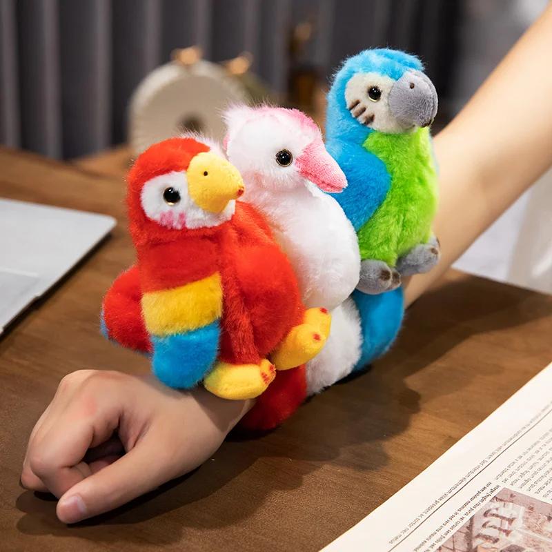 Schattige Papegaai Pluche Klaparmband Grappige Cartoon Dier Polsband Kinderen Stressverlichtend Speelgoed Cadeau