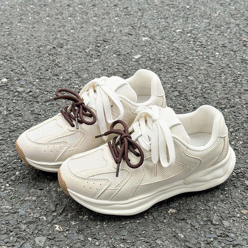 Fashion Running Shoes for Women Lace Up Sneakers Spring Autumn Mesh Breathable Vulcanized Shoe Trends 2025 Light Casual Woman Footwear