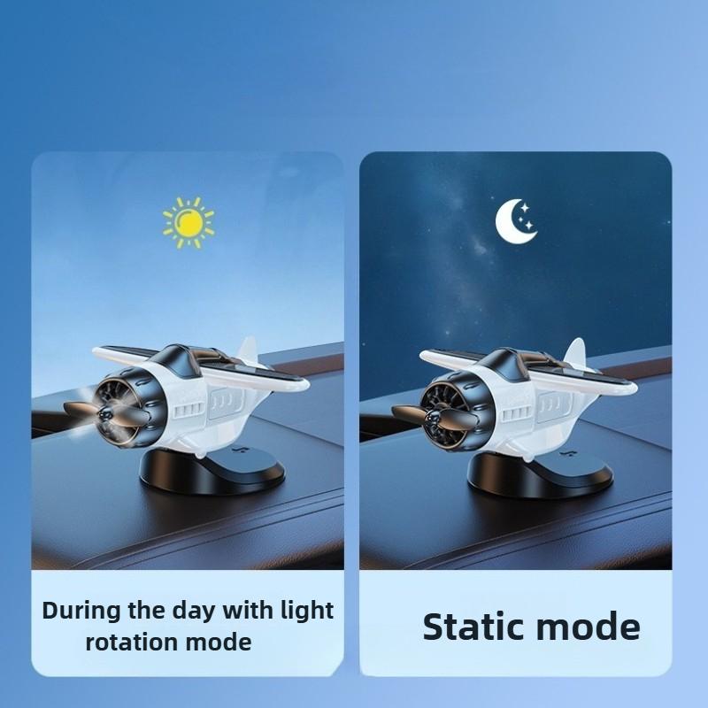 360 Rotary Creative Car Center Console Powered Aircraft Ornaments Car Interior Decor Accessories Car Solar Airplane Ornaments