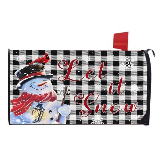Winter Magnetic Mailbox Cover Standard Size 18 X 21in Merry Christmas Mailbox Wraps Cover Holiday Post Letter Box Cover for Outdoor Garden Yard Decor