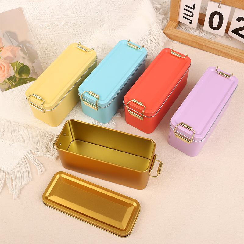 Durable With Buckle Candy Box Old-fashioned Rectangular Tinplate Box Metal Storage Box Cake Packaging Box With Lid High Quality