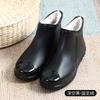 New fashionable low-top short rain boots rain shoes non-slip water shoes waterproof women's thermal velvet rubber shoes