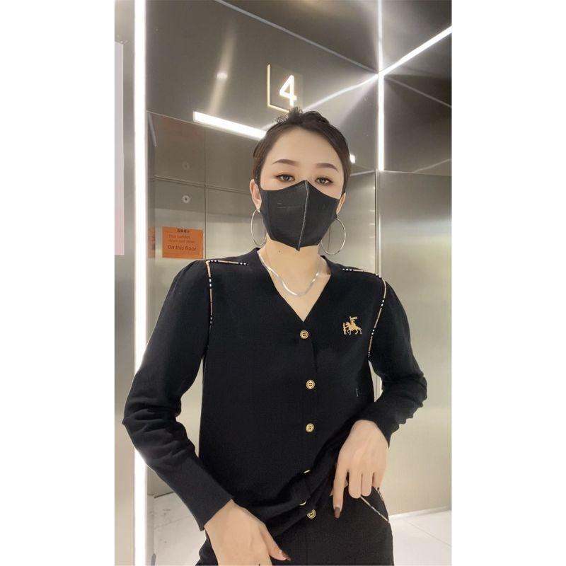 

Autumn and Winter V-neck Slim-Fit Cardigan Casual All-Matching Tops Black M