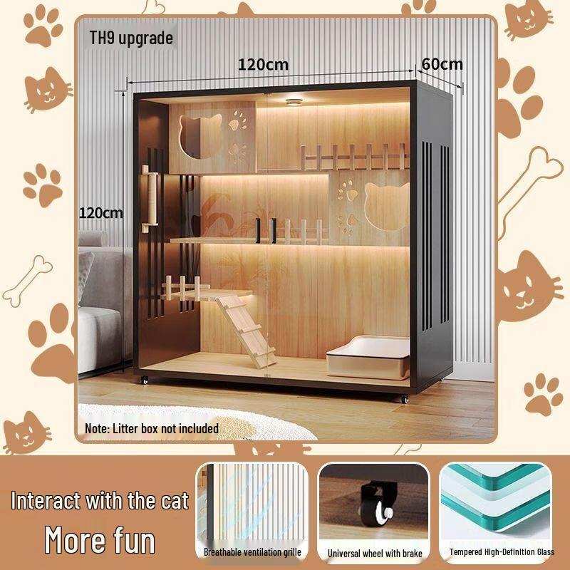 JINGRUIXIANG Wooden Indoor Cat House & Cage
