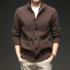 Men's Knitted Stand-up Collar Cardigan: Trendy Autumn/Winter Fashion Sweater with Long Sleeves and Thickened Design.