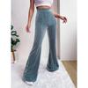 Ladies, High Waisted, Corduroy, Flared Pants, Solid Color, Casual Pants, Wide Leg Pants, Long Pants