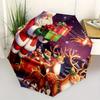 Weihnachtsmann & Rentier Weihnachtsschlitten Dekorativer AufkleberRegenschirm, Tragbarer 3-fach Kompakter Regenschirm, Weihnachtsgeschenk ES429