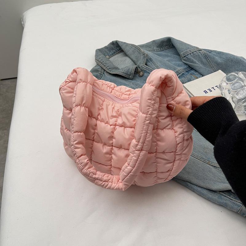 Korean Style Cloud Pleats Cotton Jacket Bag for Girls - Versatile Large Capacity Dumpling Shoulder Handbag