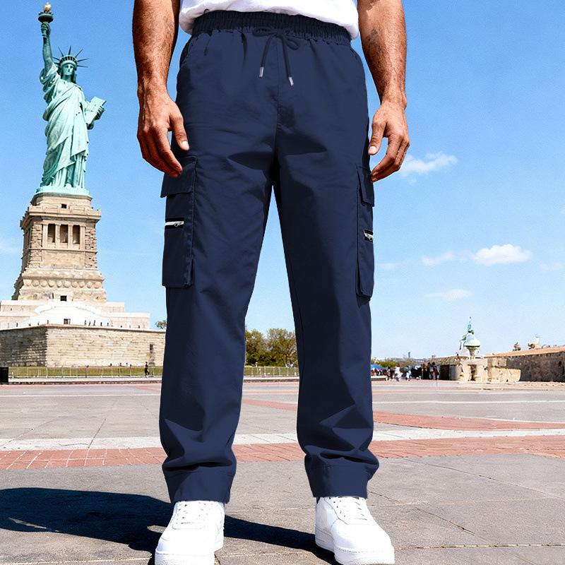 Spring and Autumn New Men's Casual Sports Outdoor Multi-Pocket Loose Street Overalls