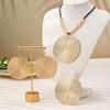 European & American Style Double Circle Pendant Necklace, Ring, and Earrings Set with Bold Texture