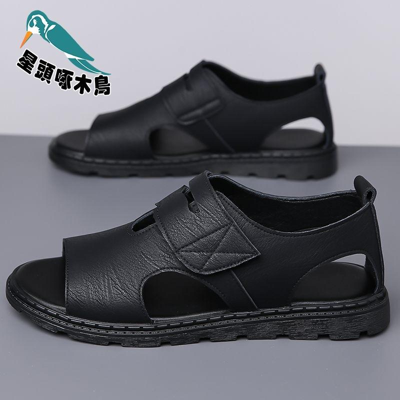 2025 Sandals Men's New Casual Roman Shoes Soft-soled Non-slip Beach Shoes Leather Sandals Sandals