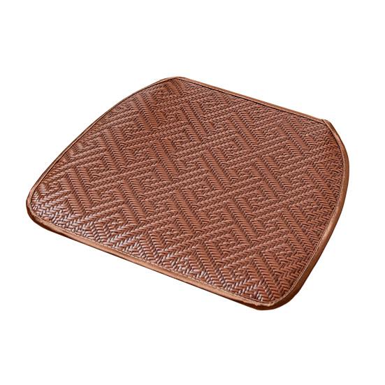 Summer Woven Rattan Seat Cushion, Square Office Dining Chair Mat with Ties, Anti-slip Breathable Handmade Cooling Sitting Pad