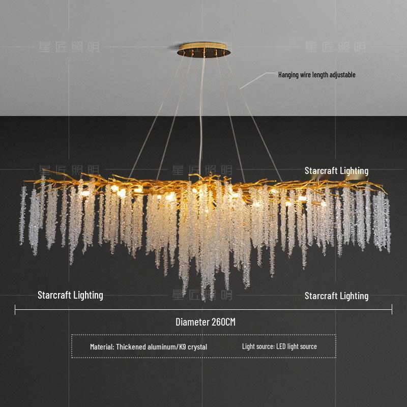 Star Crafts Luxury Crystal Chandelier with Octagonal Beads & Tassels for Living Room, Dining Room, Bedroom