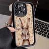 Retro Floral Rabbit Pattern Silicone Phone Case For Samsung Galaxy S25 S24 S23 S22 S21 Ultra Plus S20 FE A55 A54 A15 A35 Cover