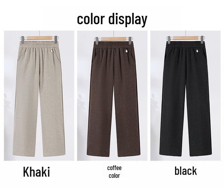 Women's High-Waisted Plus Size Woolen Pants – Warm, Elastic, Fashionable for Autumn & Winter