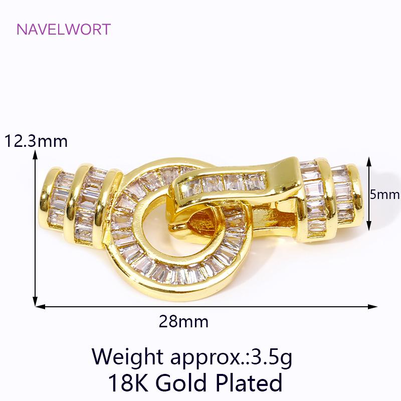Shiny 18K Gold Plated Brass Zircon Connections Clasps Round Pearl Clasps Fasteners For DIY Bracelet Necklace Making Accessories