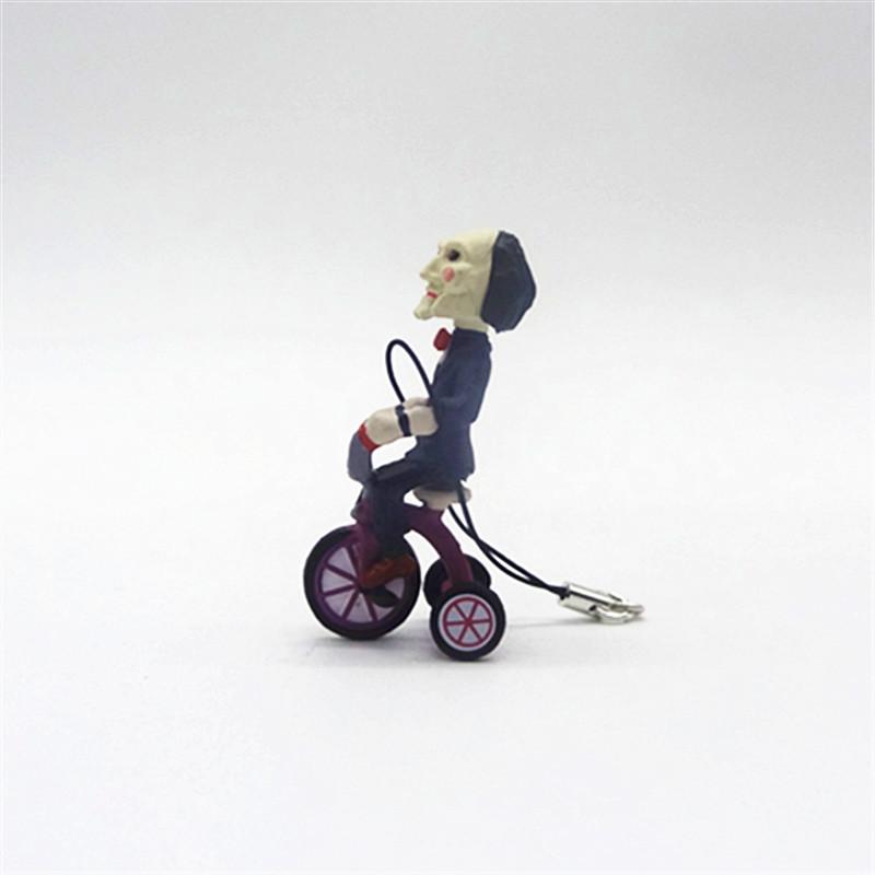 Q-version Figurine Boxed Ornament, Chainsaw Horror Bike Riding Mobile Phone Rope Pendant Home Accessories