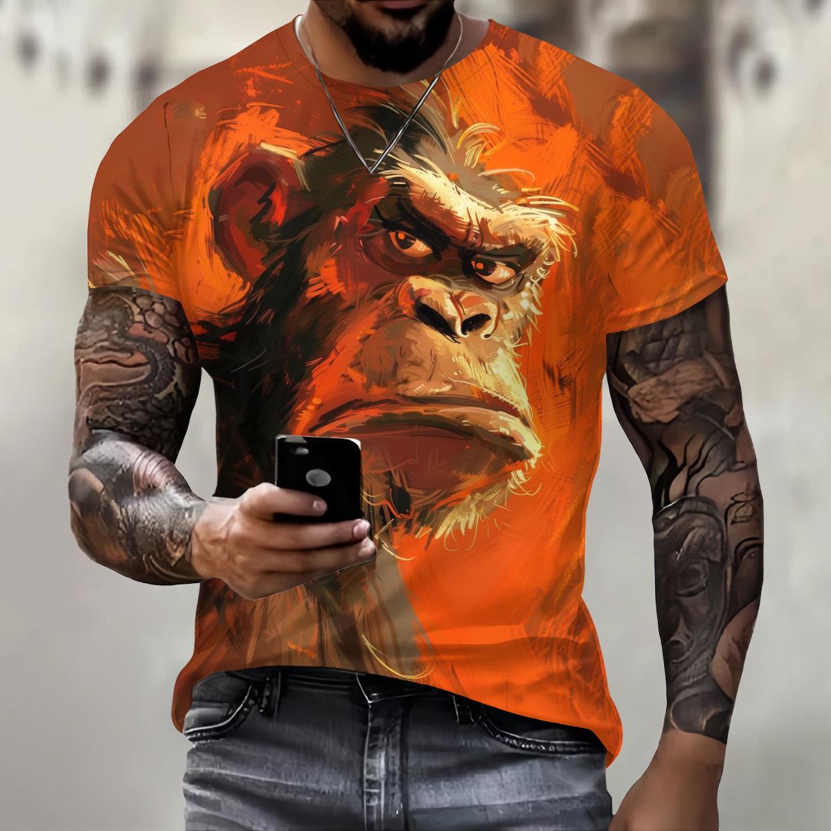 

Забавная футболка с 3D-принтом животных для мужчин, уличный тренд, пуловер в стиле Харадзюку, повседневная футболка с коротким рукавом и круглым вырезом, модный свободный летний топ 4XL