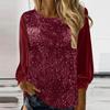 2025 European & American Women's Casual Sequin Round Neck Long Sleeve Pullover