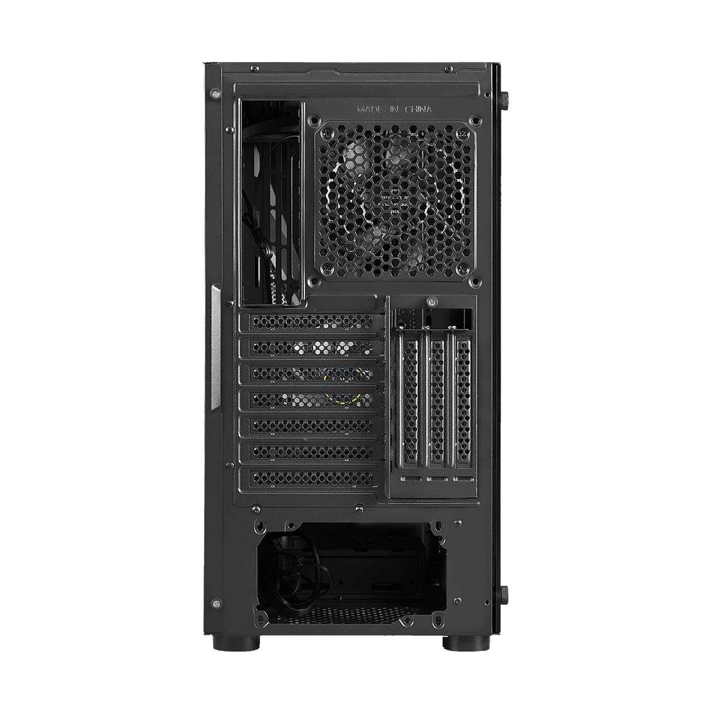 GAMDIAS ATHENA E1 Elite Gaming PC ATX 120mm ARGB Unique 3D Front Panel with Mesh Seamless Tempered Glass Window Case, Mid-Tower Case, Built-in Fan,