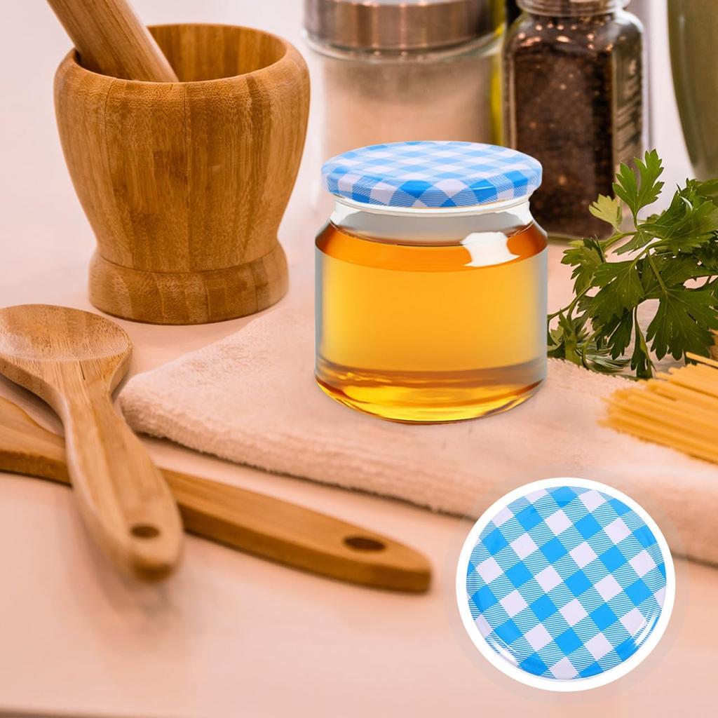 Alipis 50pcs Sky-Blue Tinplate Jar Lids, Airtight Sealing Caps for Jam, Pickles, and More, Reusable and Iron Covers for Canning Jars, 2.59 Inch